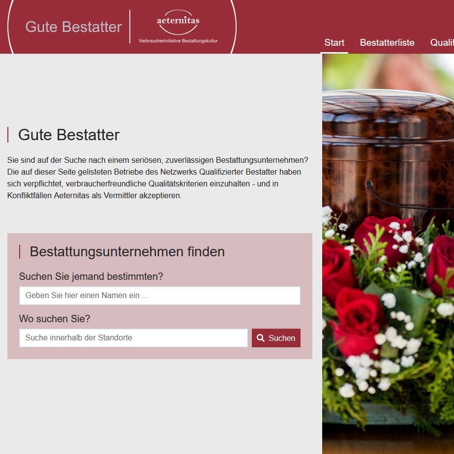 Screenshot der Website gute-bestatter.de